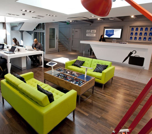 O2 concept store features Bouncepad iPad kiosks