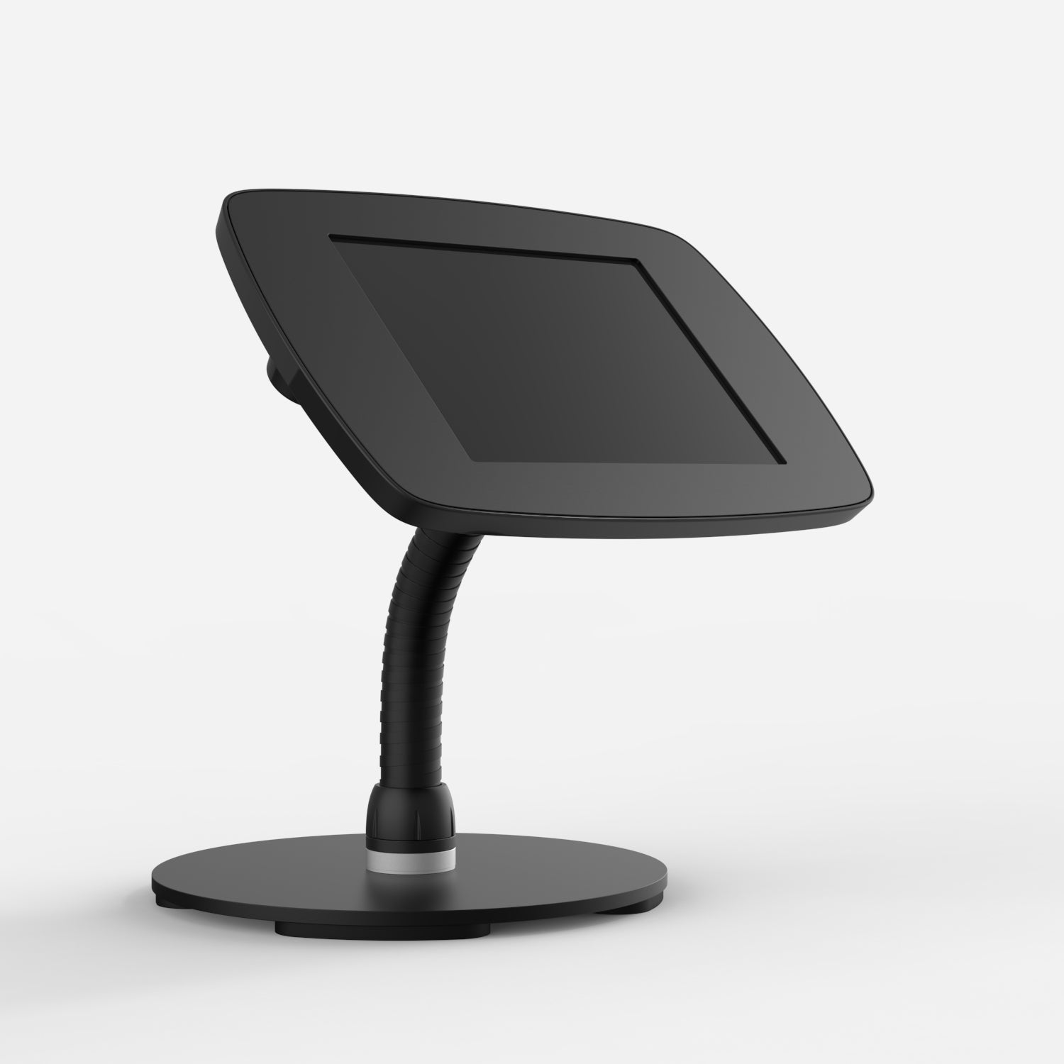 Bouncepad Counter Flex - A secure tablet & iPad gooseneck stand in black.