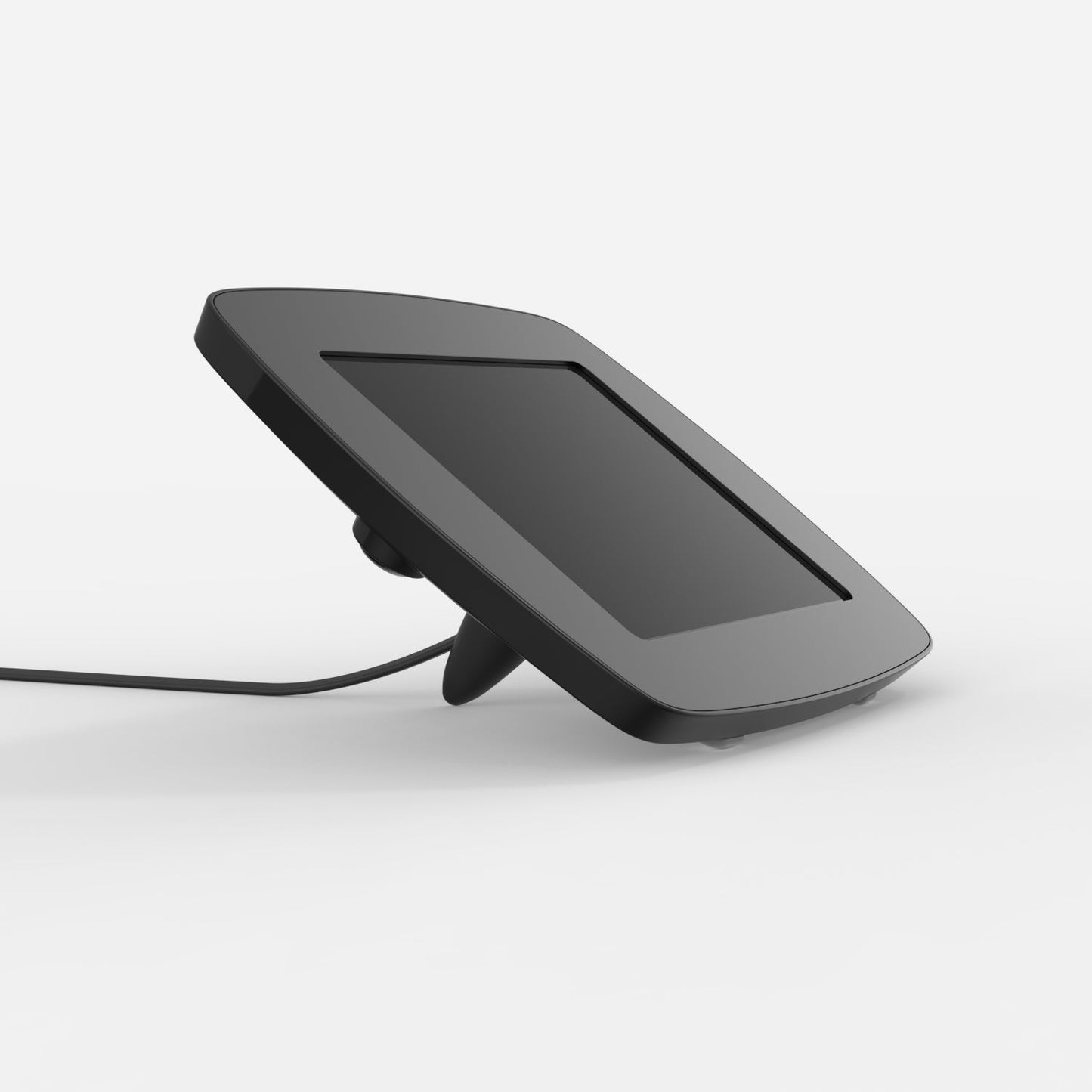 Bouncepad Lounge - A tethered tablet and iPad enclosure in black.