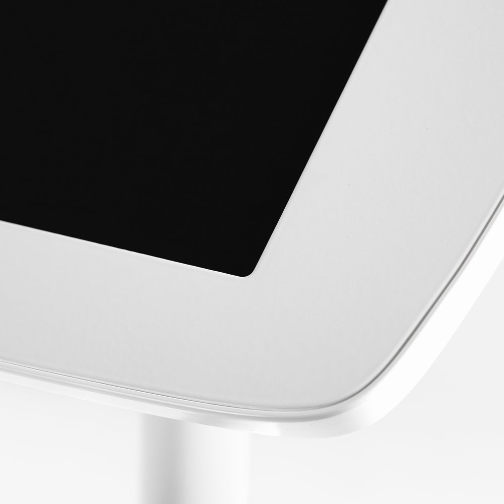 Bouncepad Static 60 - A secure tablet & iPad desk mount in white.