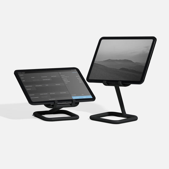 Adjustable tablet stand in black - Bouncepad Go